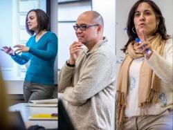 Close-ups of three faculty members